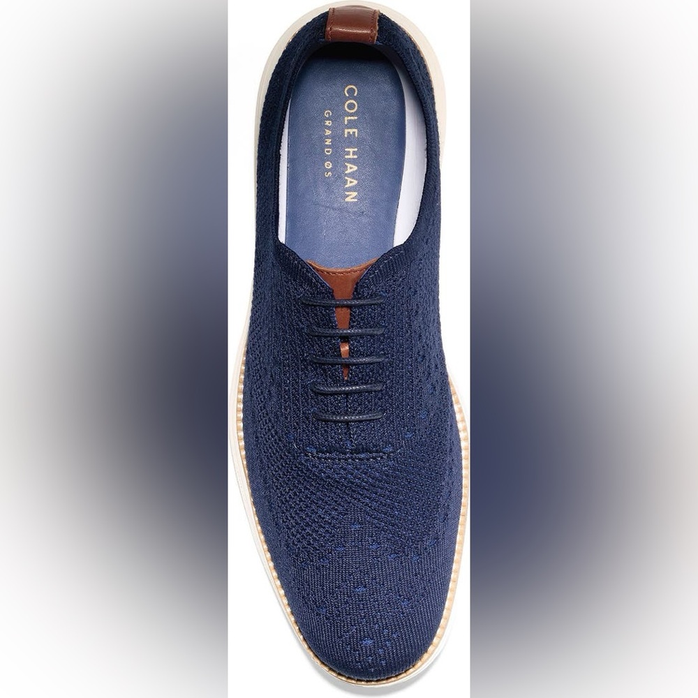 Cole Haan Navy Knit Oxford Shoes - Picture 4 of 7